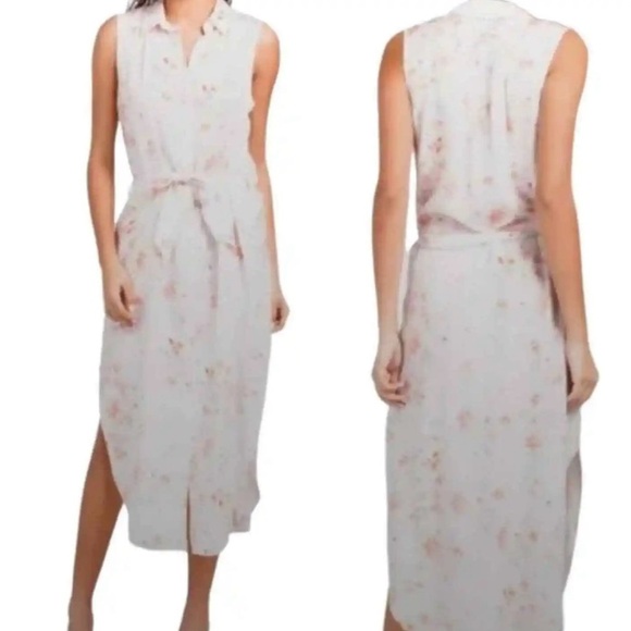 Cloth & Stone Anthropologie button front maxi dress, pink  floral size small - Picture 2 of 9